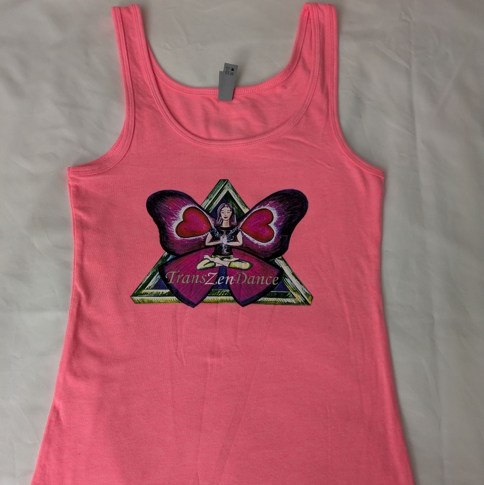 NWT Yoga Tank Top.  Custom Designed.  Front & Back Images.  Hot Pink.